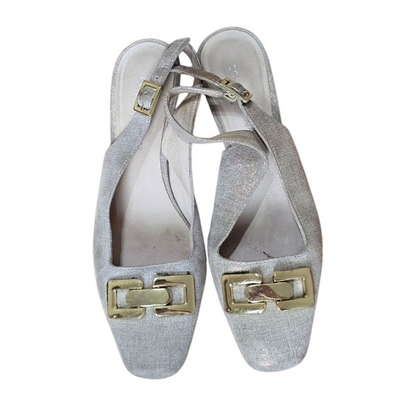 Y2k Donald J Pliner 6.5 Metallic Selma  Slingback Pump Horsebit kitten heel - Picture 3 of 9